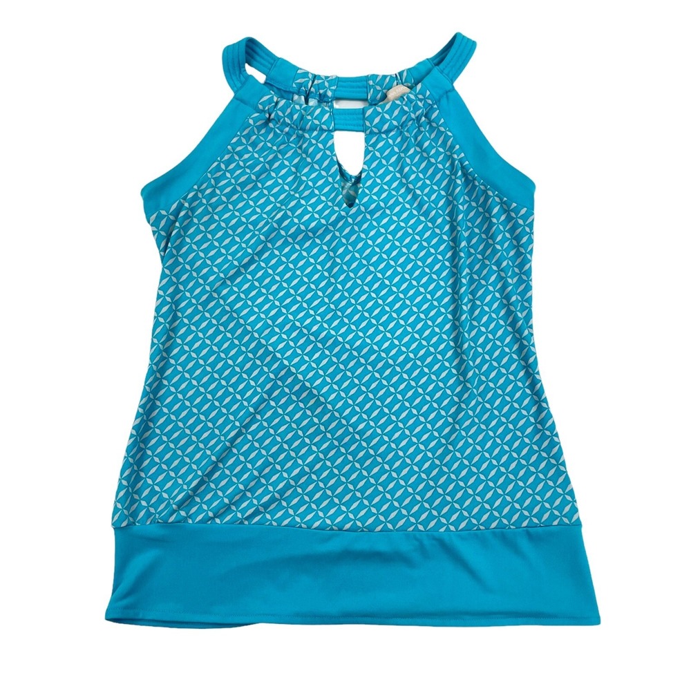 Banana Republic Women's Blue Geometric Pattern Halter Tank Top Sz XSP Petite